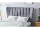 4ft6 Double Tasmin light grey fabric upholstered bed frame bedstead. Tall, High curved headend 3